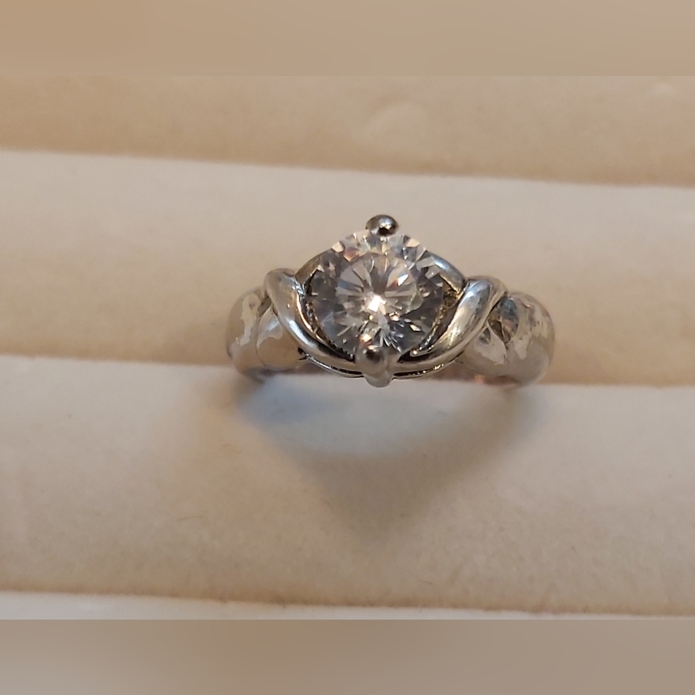 CZ 925 Sterling Silver, Faux Engagement Ring, Size 6½